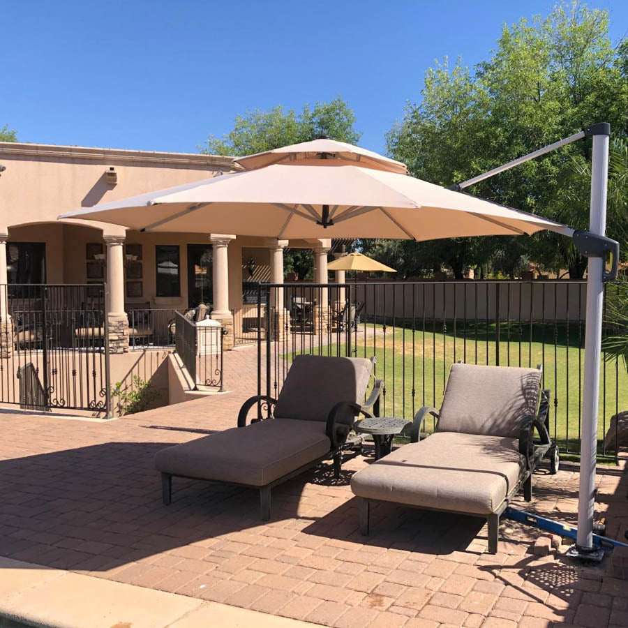 PURPLE LEAF Sombrilla Clásica Redonda con Rotación de 360°, Ideal para Jardín, Terraza o Patio