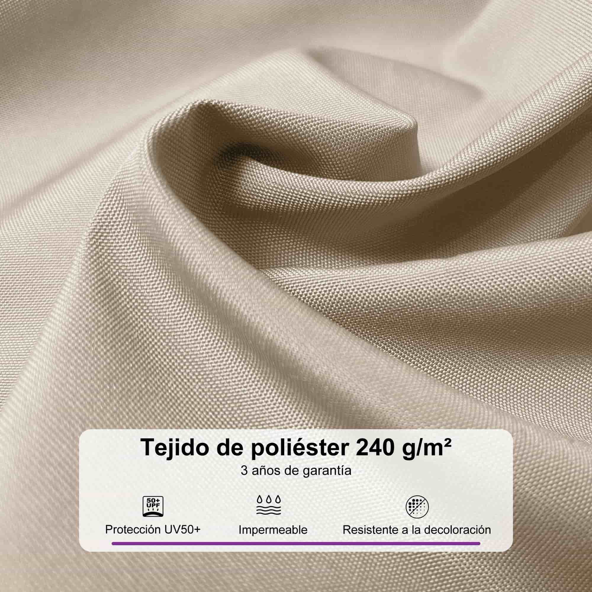 PURPLE LEAF Sombrilla de jardín cuadrada de aluminio efecto madera con doble techo para exteriores