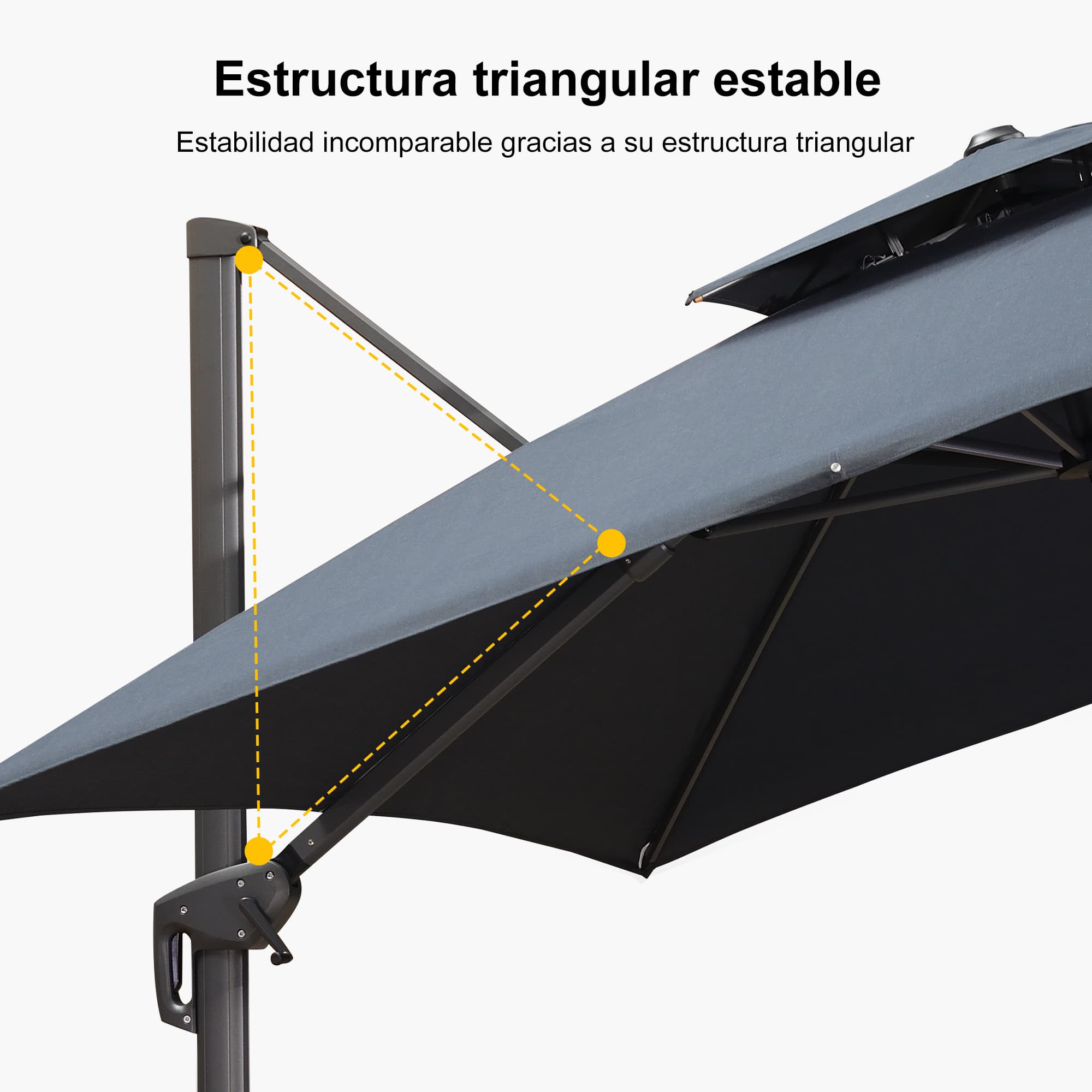 PURPLE LEAF Sombrilla Colgante para Patio con Tejido Reciclado, Resistente a la Decoloración y con Protección UV50+