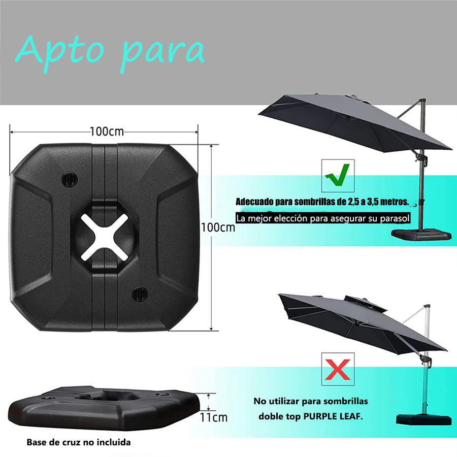 PURPLE LEAF Bases de Sombrilla para Sombrilla Desplazada A Llenar con Agua o Arena