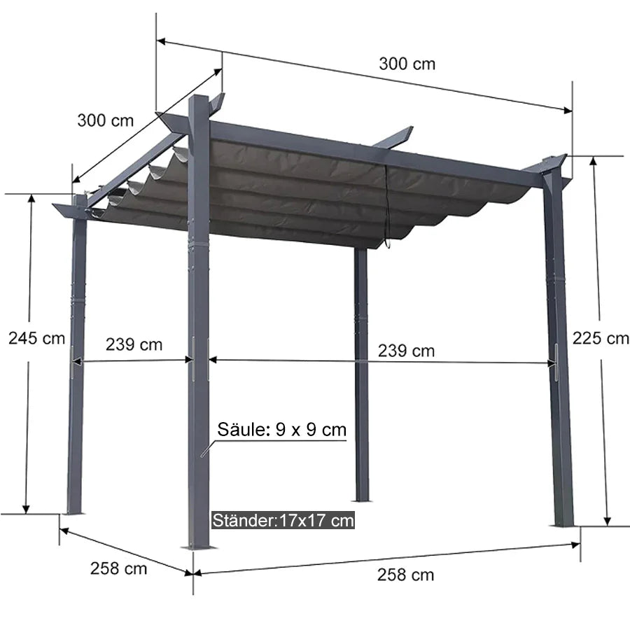 PURPLE LEAF Pérgola Metálica para Jardín, Pabellón de Pérgola Impermeable, Estable y Resistente al Invierno, Pabellón de Jardín con Protección Solar y Cubierta.