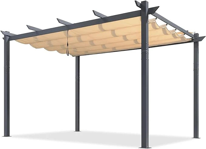 PURPLE LEAF Pérgola Metálica para Jardín, Pabellón de Pérgola Impermeable, Estable y Resistente al Invierno, Pabellón de Jardín con Protección Solar y Cubierta.