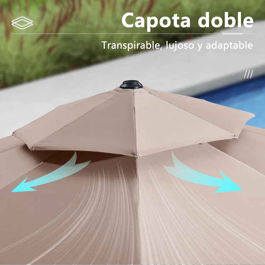 PURPLE LEAF Sombrilla Clásica Redonda con Rotación de 360°, Ideal para Jardín, Terraza o Patio