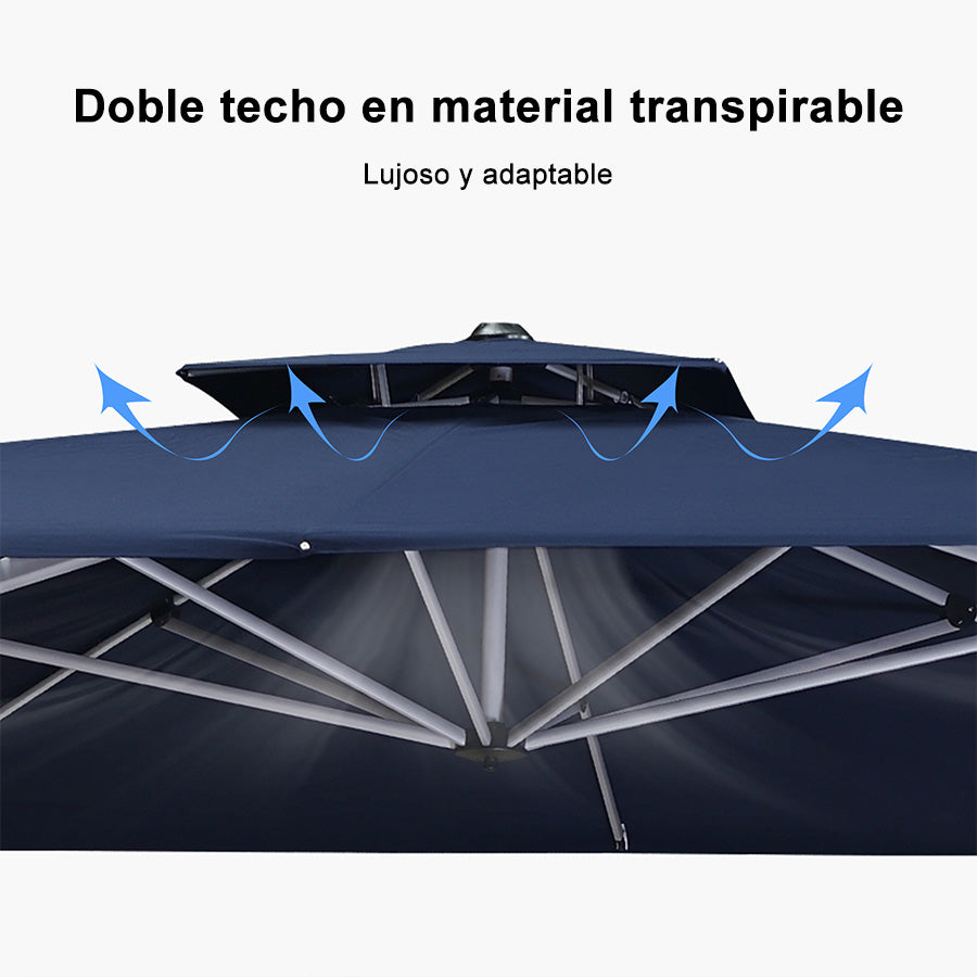PURPLE LEAF Sombrilla Cuadrada Clásica con Doble Techo y Rotación de 360° para Patio
