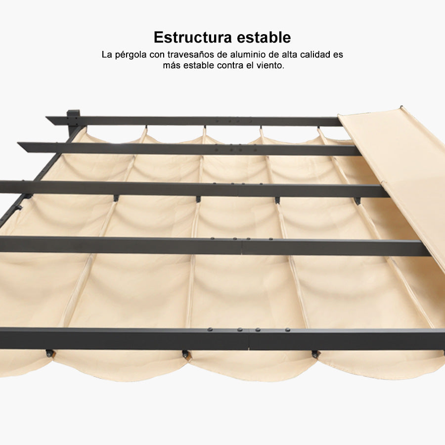 PURPLE LEAF Pérgola retráctil de aluminio para exteriores con techo protector solar, terraza, refugio para el patio trasero, pabellón metálico para barbacoa