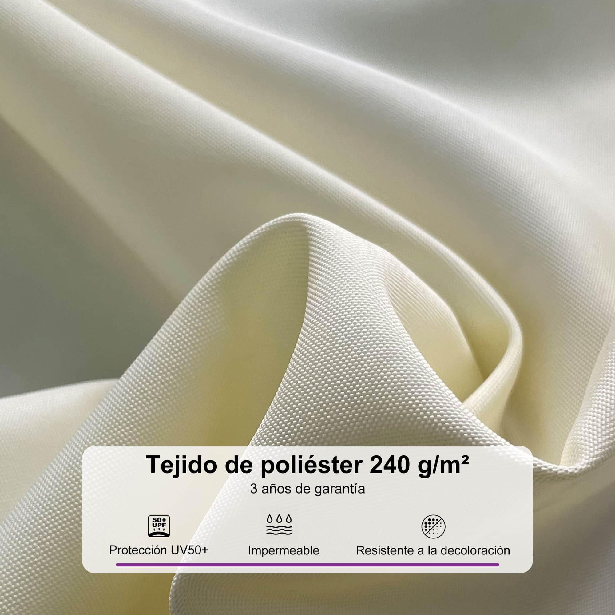 PURPLE LEAF Sombrilla de jardín cuadrada de aluminio efecto madera con doble techo para exteriores