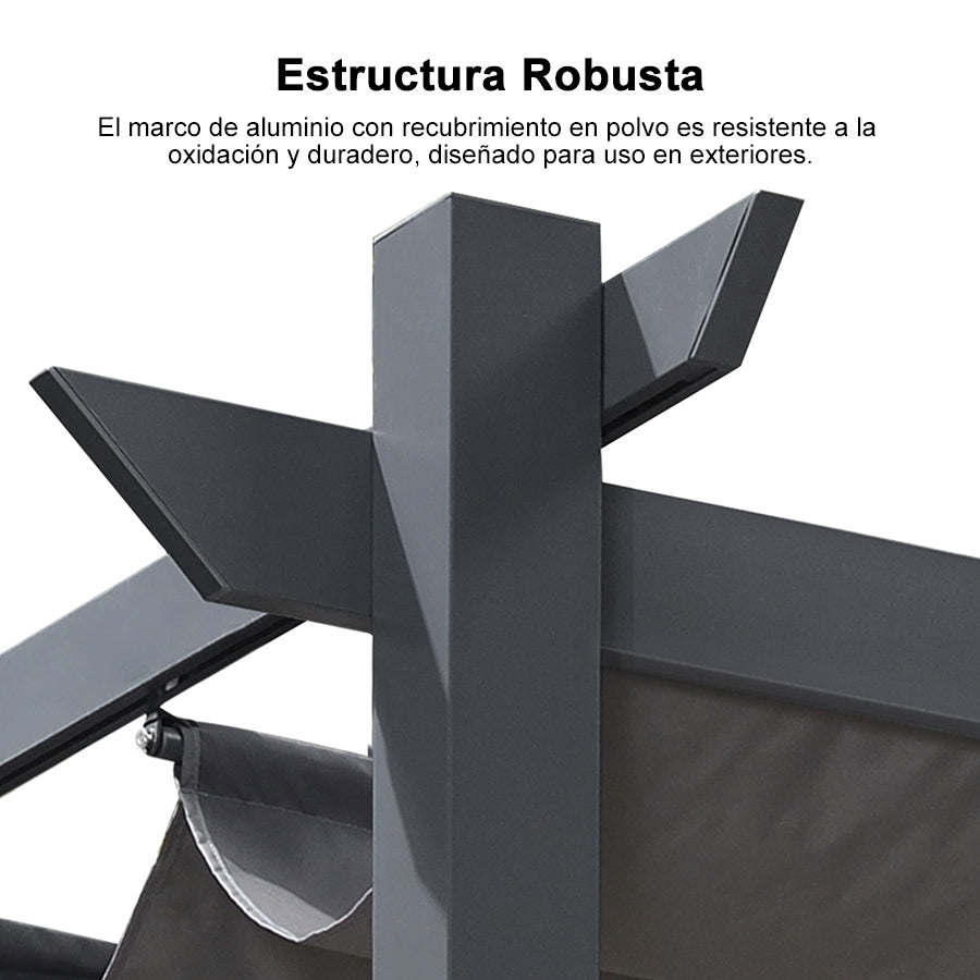 PURPLE LEAF Pérgola Metálica para Jardín, Pabellón de Pérgola Impermeable, Estable y Resistente al Invierno, Pabellón de Jardín con Protección Solar y Cubierta.
