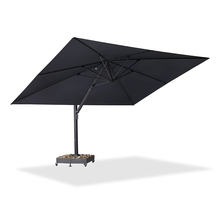 PURPLE LEAF Sombrilla Exterior Extra Grande con Base, Parasol Colgante de Aluminio de Alta Resistencia al Viento, Set Completo para Terraza, Jardín y Hostelería