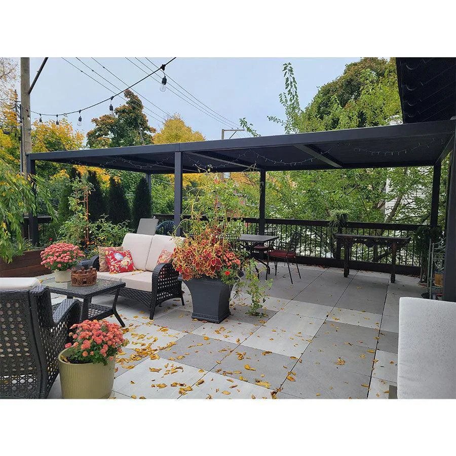 PURPLE LEAF Pergola Bioclimatica Pergola de Aluminio con Lamas Orientables Cenador de Jardin Impermeable para Terraza Exterior Garaje Gris Antracita