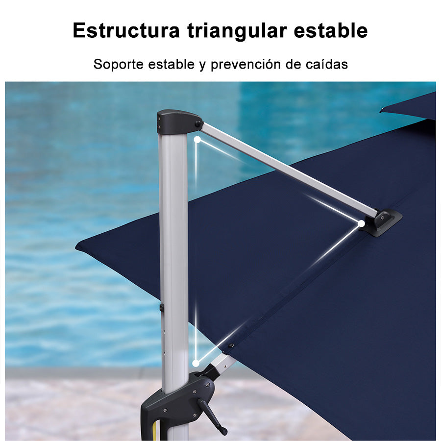 PURPLE LEAF Sombrilla Cuadrada Clásica con Doble Techo y Rotación de 360° para Patio