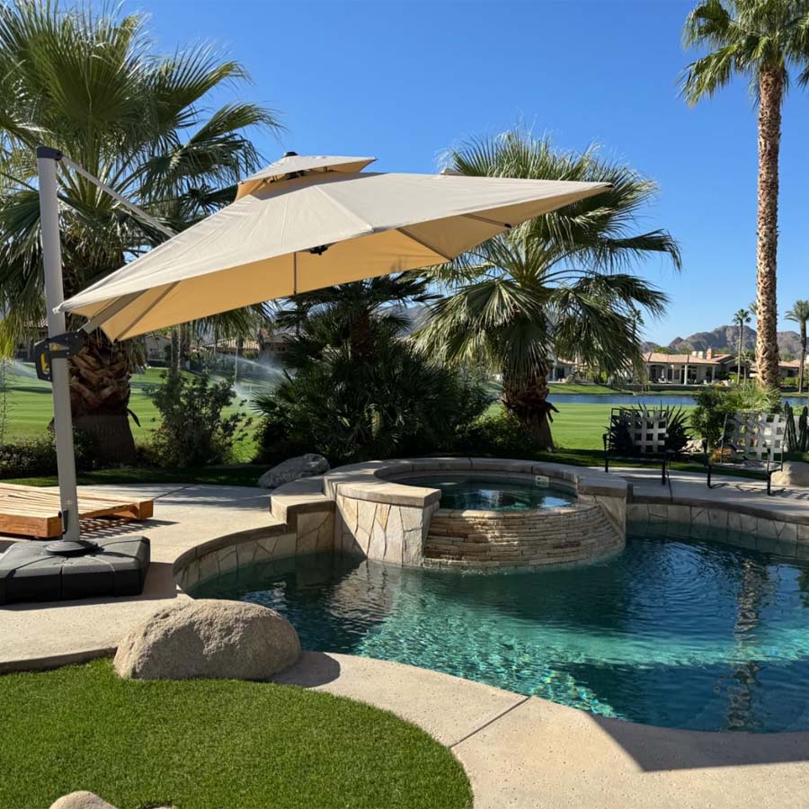 PURPLE LEAF Sombrilla Cuadrada Clásica con Doble Techo y Rotación de 360° para Patio