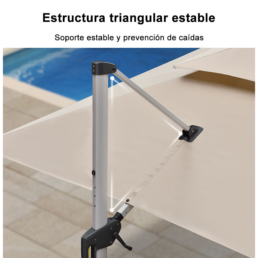 PURPLE LEAF Sombrilla Cuadrada Clásica con Doble Techo y Rotación de 360° para Patio