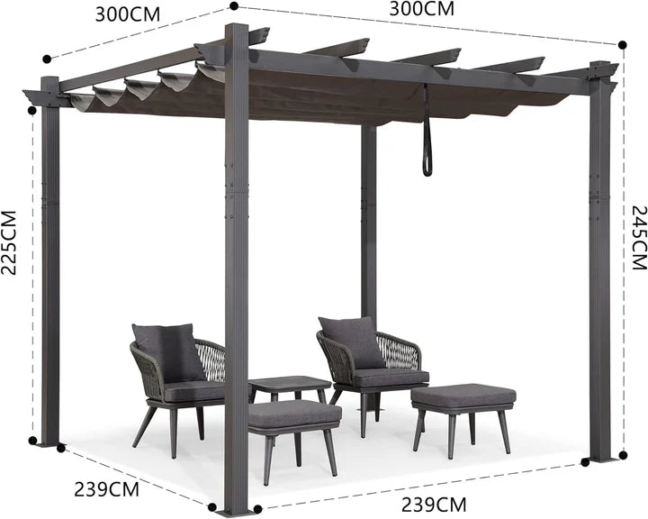 PURPLE LEAF Pérgola Pabellón Metálico de Jardín Pérgola Impermeable Estable a Prueba de Invierno, Pabellón de Jardín con Techo Parasol