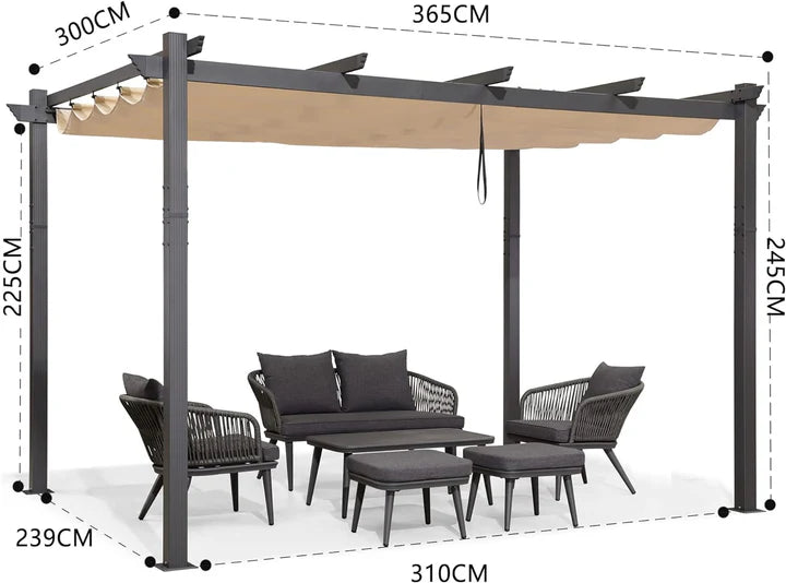 PURPLE LEAF Pérgola Pabellón Metálico de Jardín Pérgola Impermeable Estable a Prueba de Invierno, Pabellón de Jardín con Techo Parasol