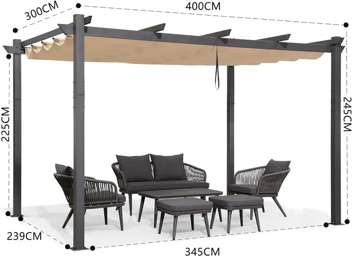 PURPLE LEAF Pérgola Pabellón Metálico de Jardín Pérgola Impermeable Estable a Prueba de Invierno, Pabellón de Jardín con Techo Parasol