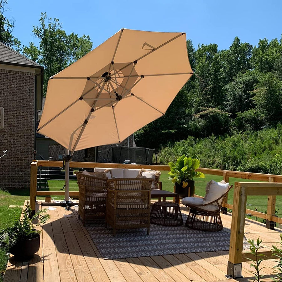 PURPLE LEAF Sombrilla Clásica Redonda con Rotación de 360°, Ideal para Jardín, Terraza o Patio