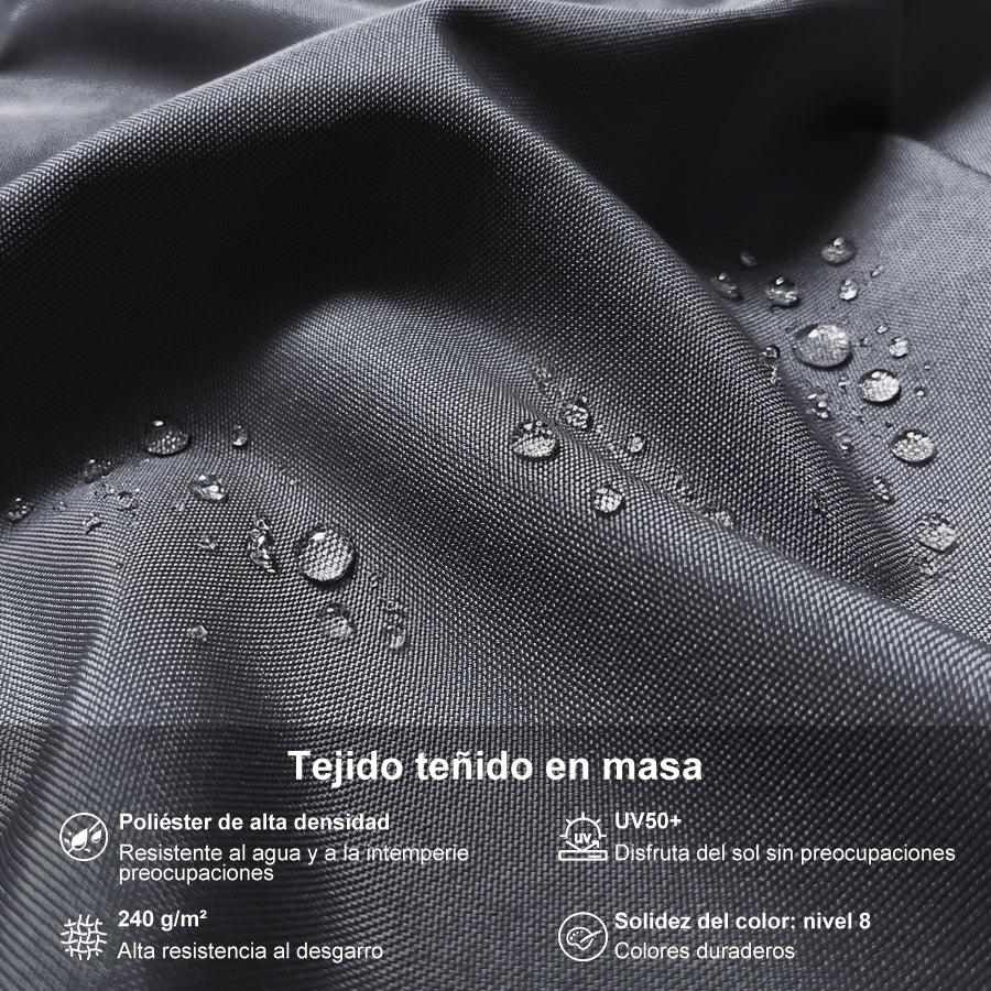 PURPLE LEAF Sombrilla excéntrico redondo con luces LED solares y rotación de 360°, ideal para jardín y terraza