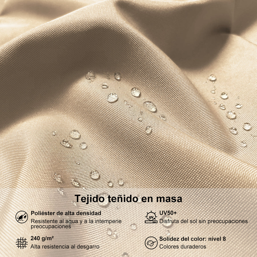 PURPLE LEAF Sombrilla excéntrico redondo con luces LED solares y rotación de 360°, ideal para jardín y terraza