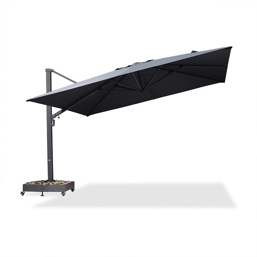 PURPLE LEAF Sombrilla Exterior Extra Grande con Base, Parasol Colgante de Aluminio de Alta Resistencia al Viento, Set Completo para Terraza, Jardín y Hostelería