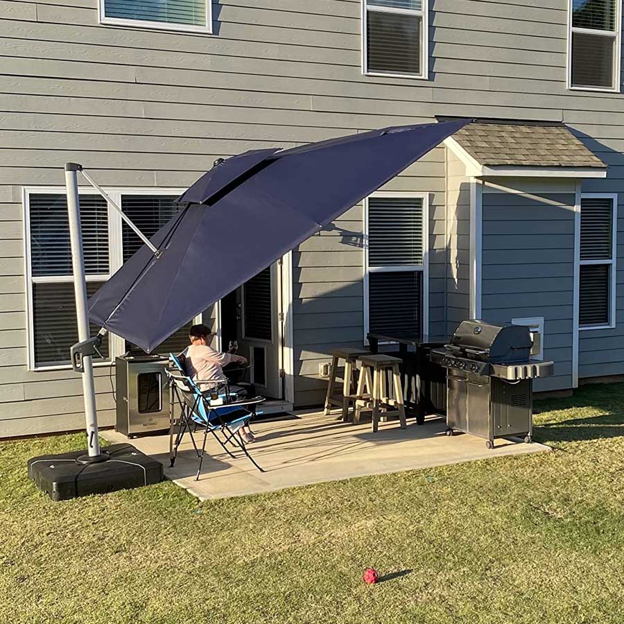 PURPLE LEAF Sombrilla Cuadrada Clásica con Doble Techo y Rotación de 360° para Patio