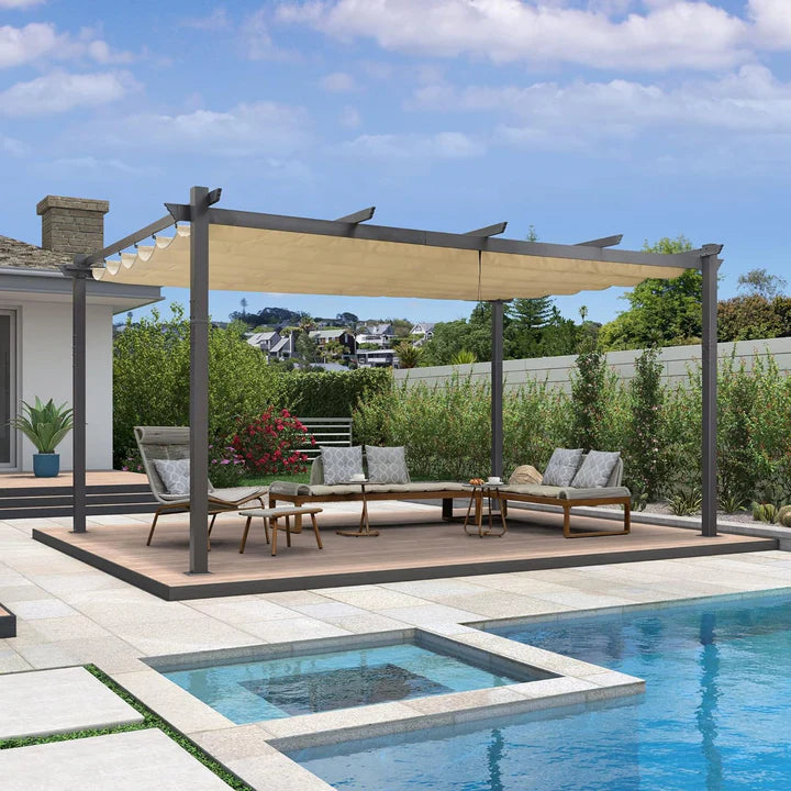 PURPLE LEAF Pérgola Pabellón Metálico de Jardín Pérgola Impermeable Estable a Prueba de Invierno, Pabellón de Jardín con Techo Parasol