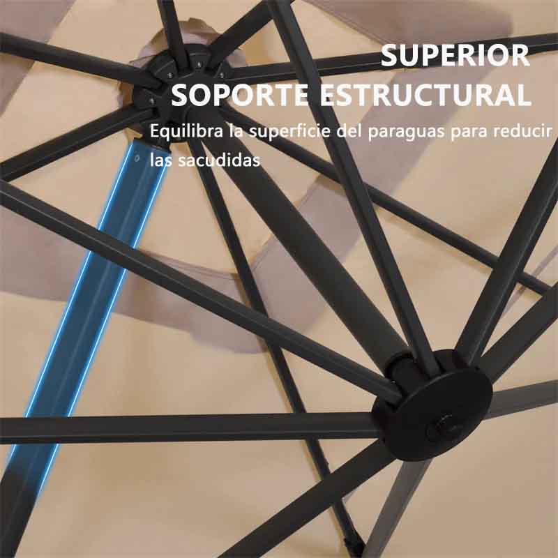 PURPLE LEAF Sombrilla Clásica Redonda con Rotación de 360°, Ideal para Jardín, Terraza o Patio