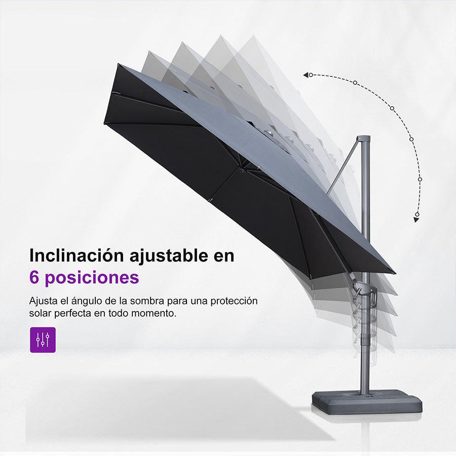 PURPLE LEAF Sombrilla de Jardín con Protección UV para Terraza y Exterior