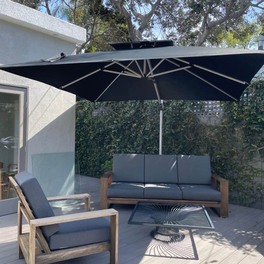 PURPLE LEAF Sombrilla Cuadrada Clásica con Doble Techo y Rotación de 360° para Patio