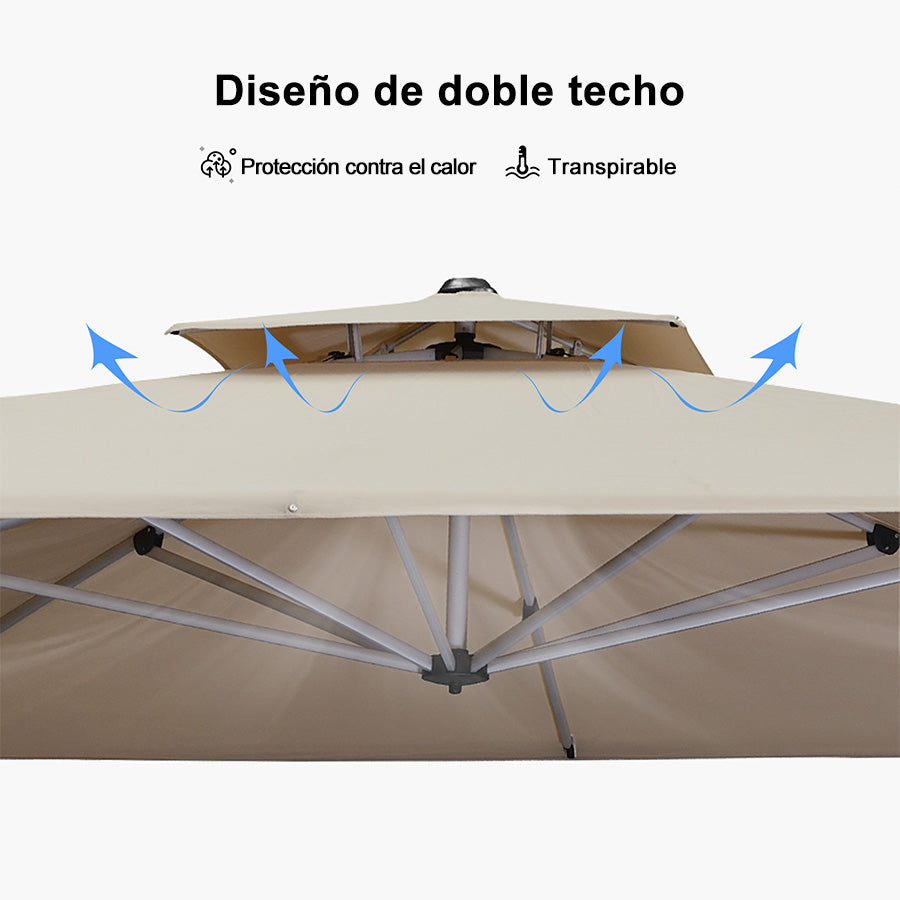 PURPLE LEAF Sombrilla Cuadrada Clásica con Doble Techo y Rotación de 360° para Patio