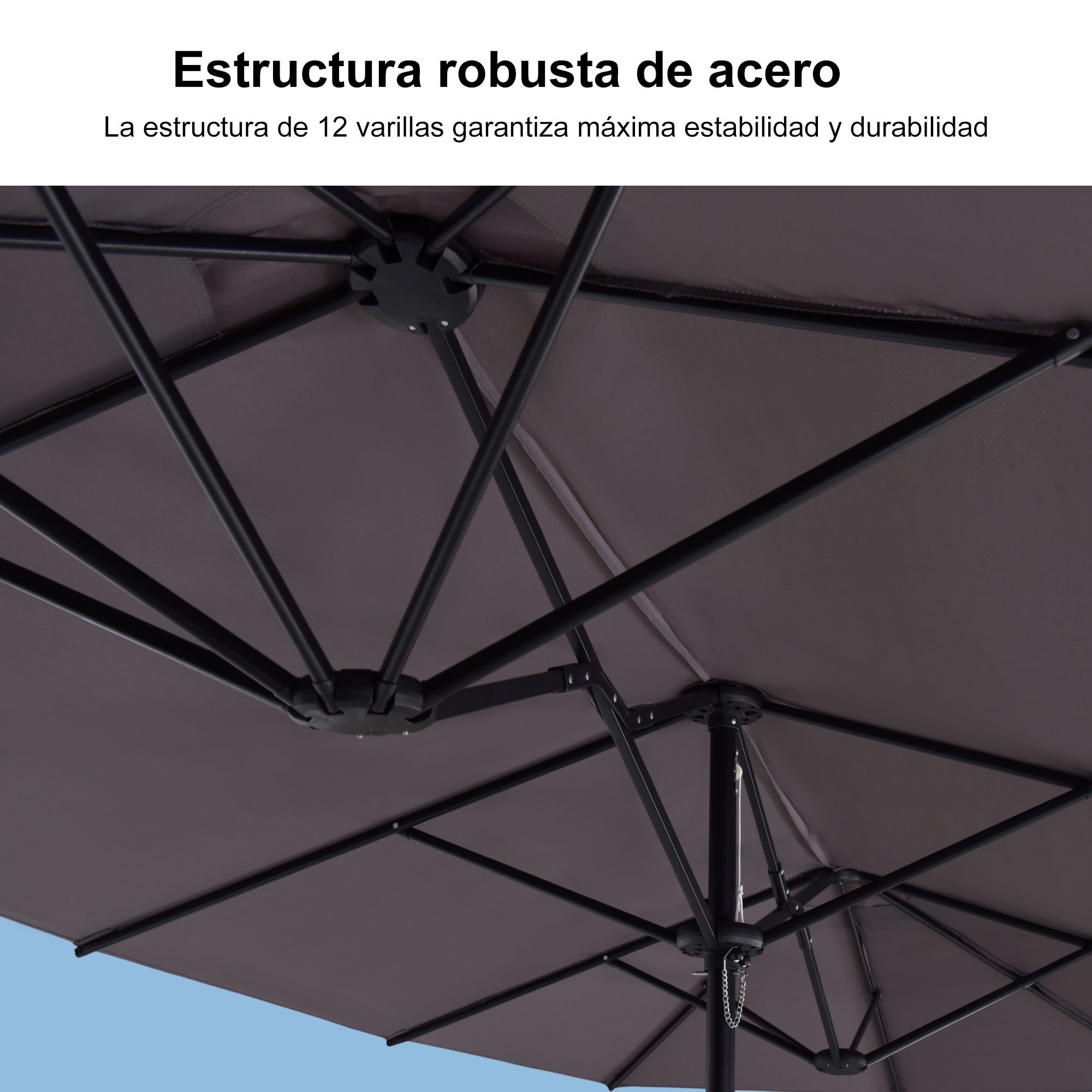 PURPLE LEAF Sombrilla de mercado rectangular de doble cara con base para terraza y jardín