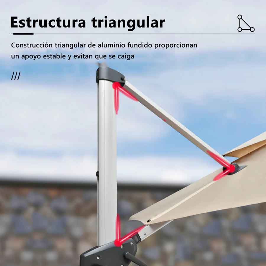 PURPLE LEAF Sombrilla Cuadrada Clásica con Doble Techo y Rotación de 360° para Patio