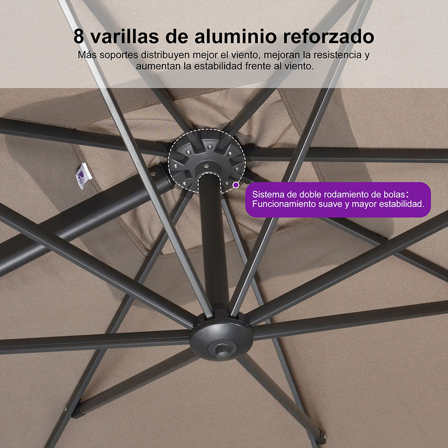 PURPLE LEAF Sombrilla de Jardín con Protección UV para Terraza y Exterior