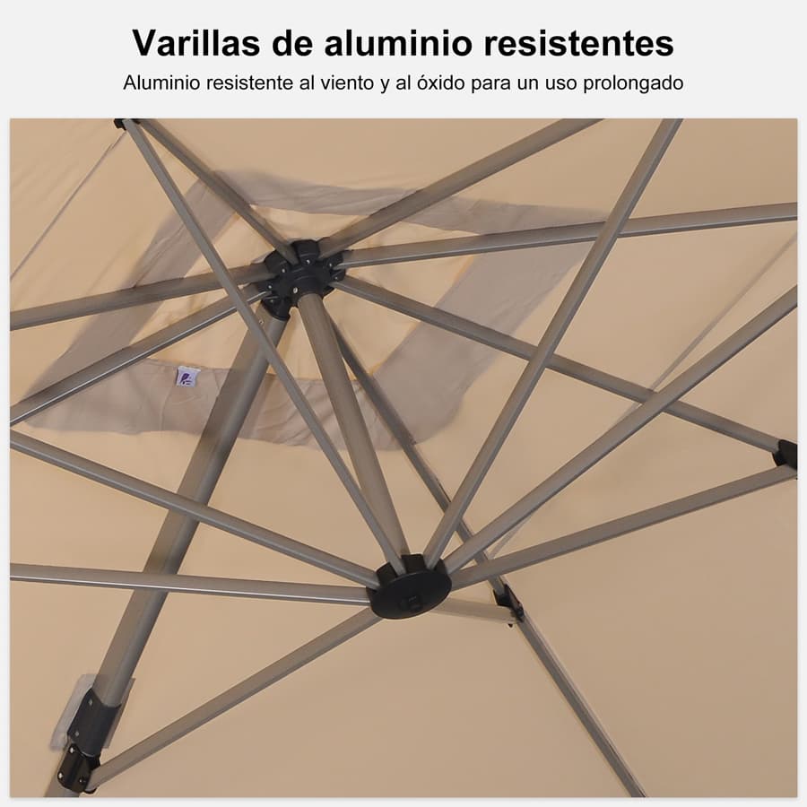 PURPLE LEAF Deluxe - Sombrilla de Aluminio Rectangular para Exterior, Elegante, Resistente al Viento y Ajustable