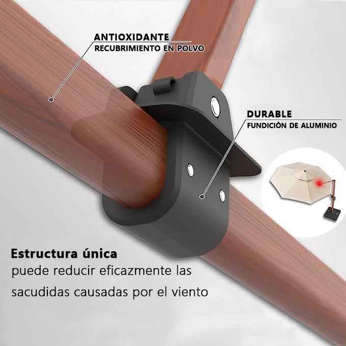 PURPLE LEAF Sombrilla Redonda de Jardín con Doble Techo y Acabado en Madera