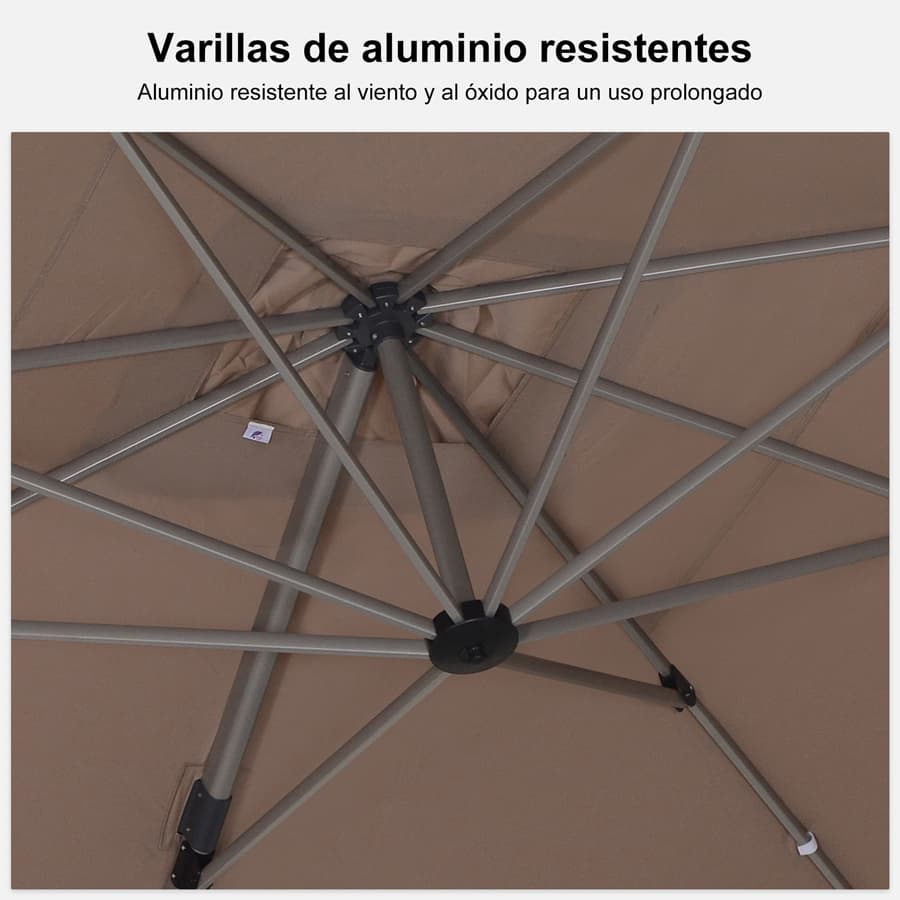 PURPLE LEAF Deluxe - Sombrilla de Aluminio Rectangular para Exterior, Elegante, Resistente al Viento y Ajustable