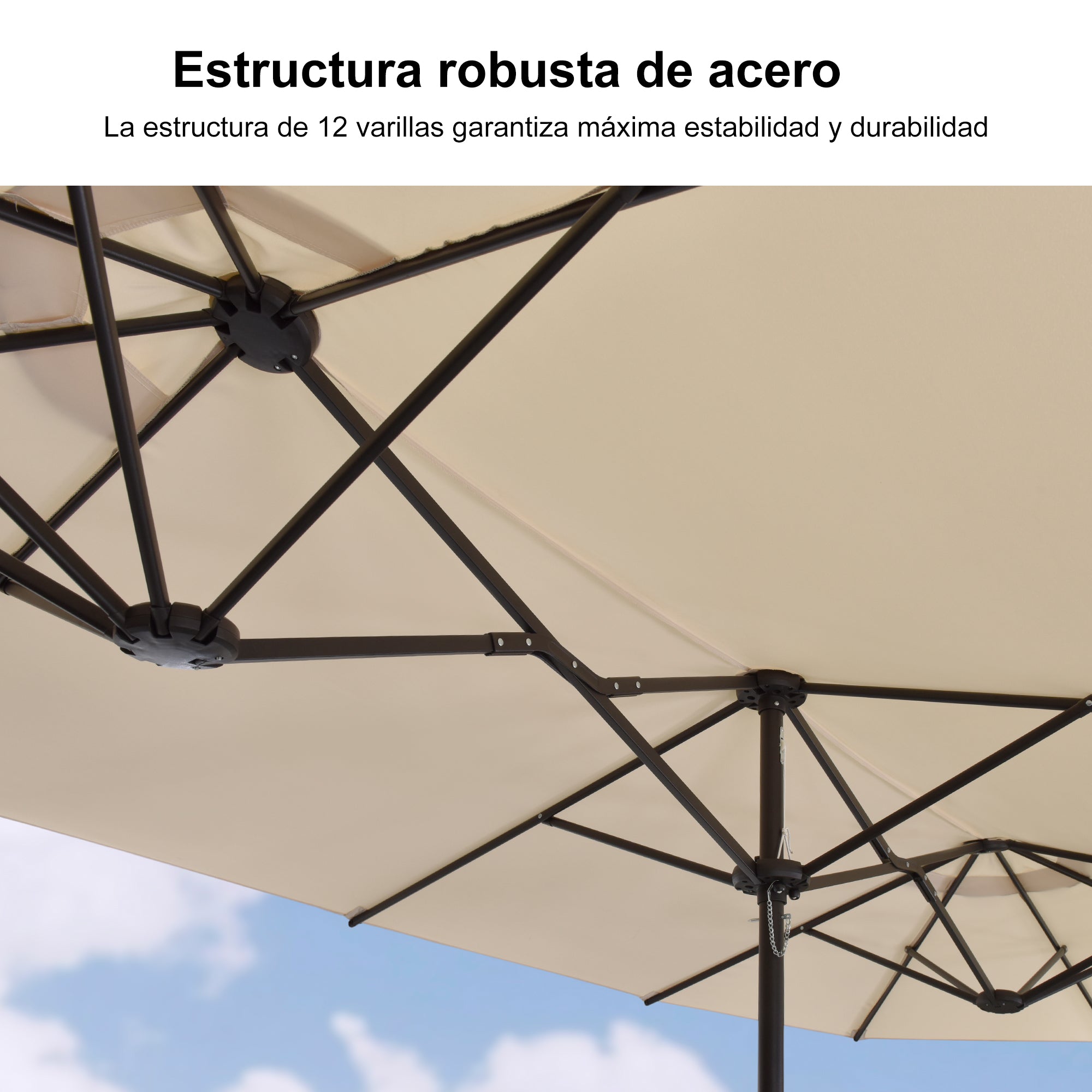 PURPLE LEAF Sombrilla de mercado rectangular de doble cara con base para terraza y jardín