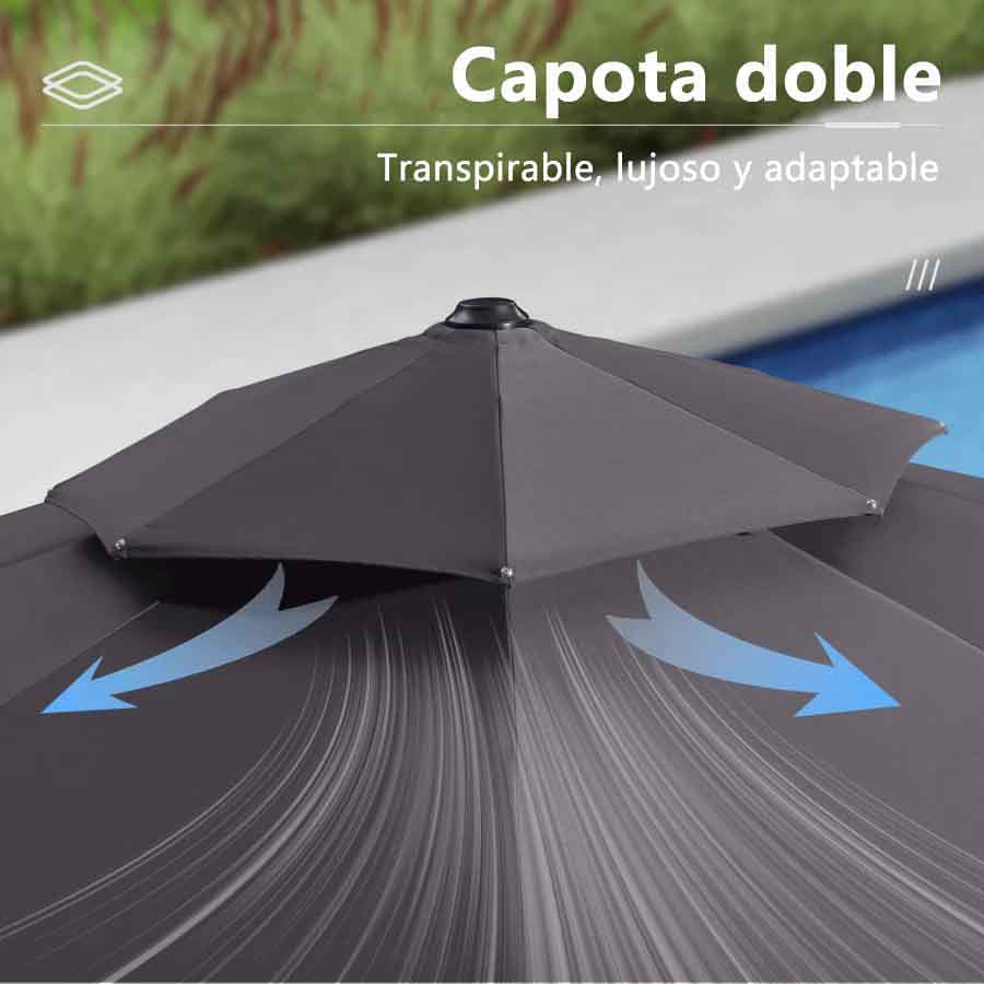 PURPLE LEAF Sombrilla Clásica Redonda con Rotación de 360°, Ideal para Jardín, Terraza o Patio