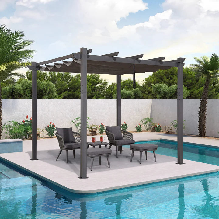 PURPLE LEAF Pérgola Pabellón Metálico de Jardín Pérgola Impermeable Estable a Prueba de Invierno, Pabellón de Jardín con Techo Parasol