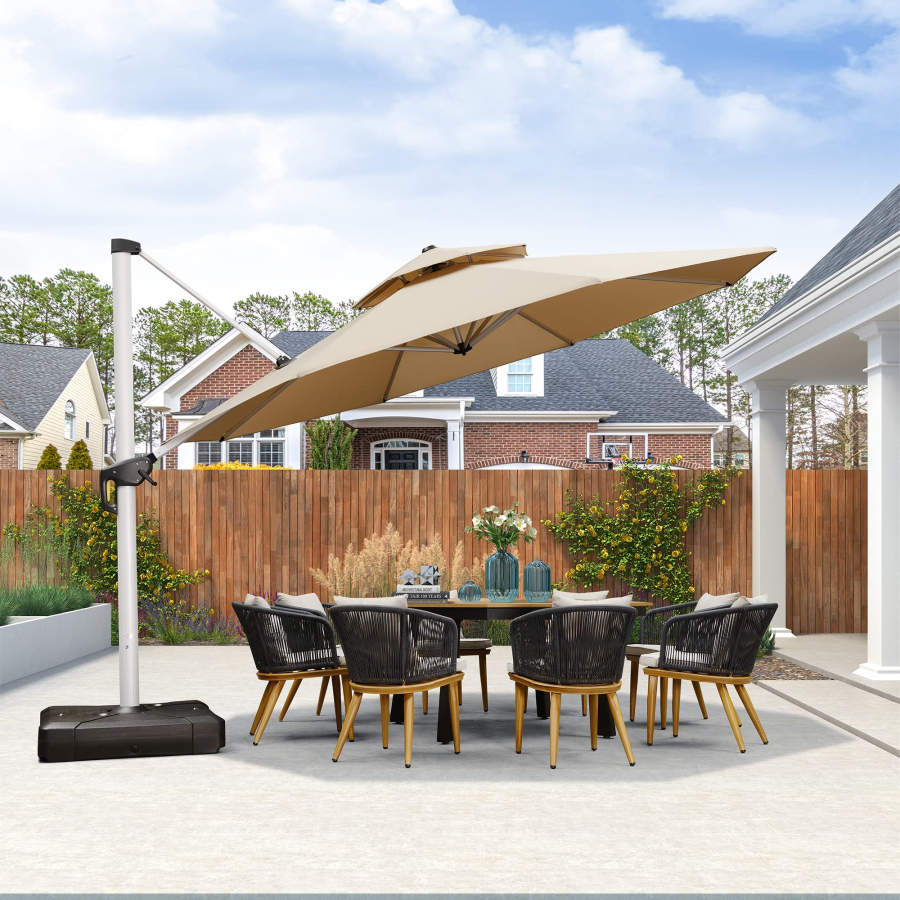 PURPLE LEAF Sombrilla Clásica Redonda con Rotación de 360°, Ideal para Jardín, Terraza o Patio