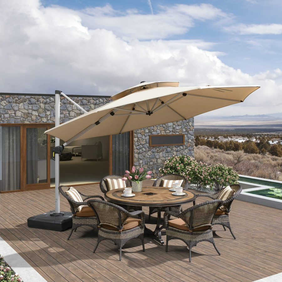 PURPLE LEAF Sombrilla Clásica Redonda con Rotación de 360°, Ideal para Jardín, Terraza o Patio