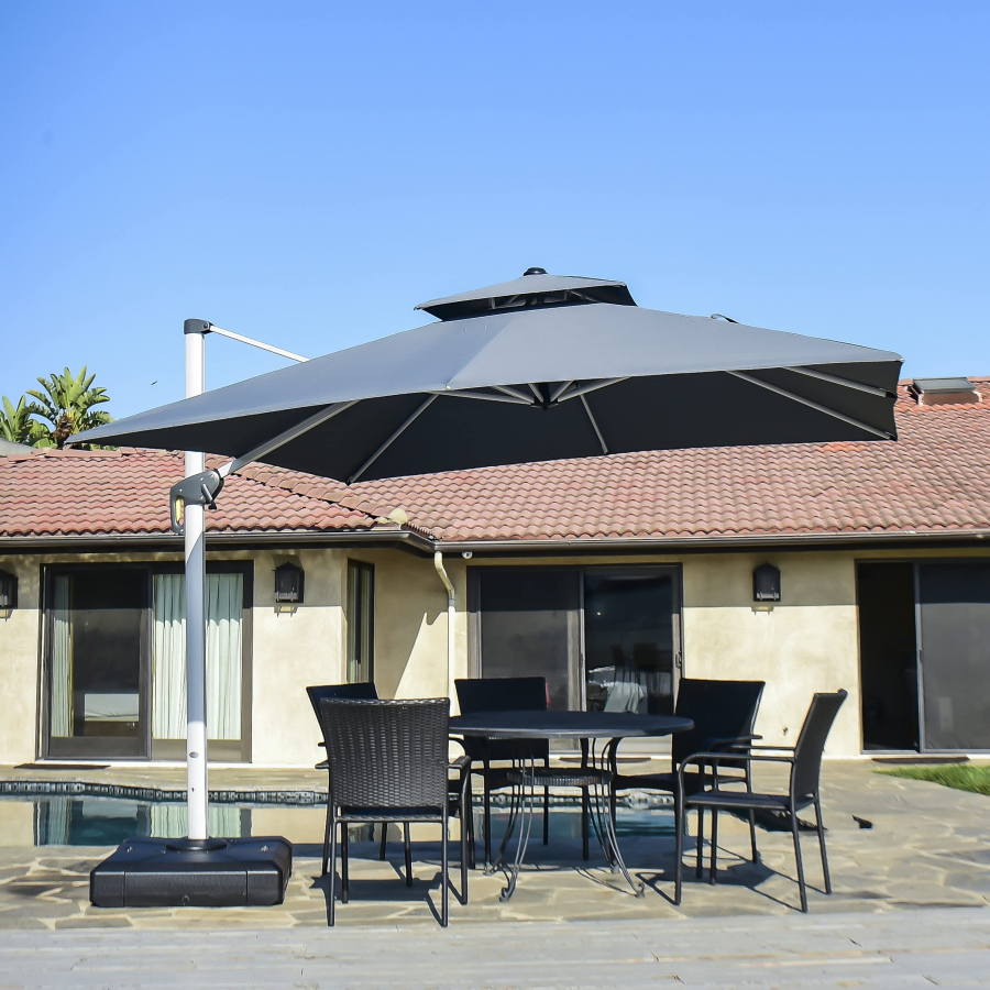 PURPLE LEAF Sombrilla Cuadrada Clásica con Doble Techo y Rotación de 360° para Patio