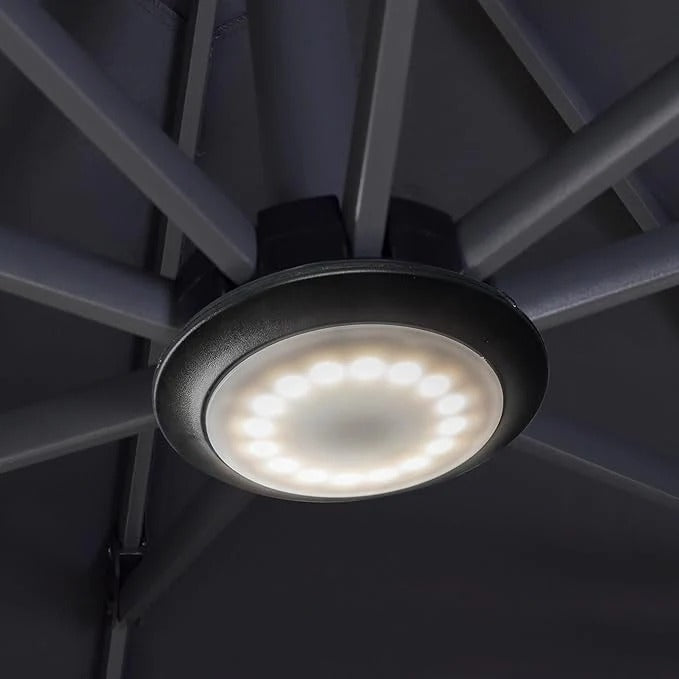 PURPLE LEAF Lámpara para Sombrilla de Jardín con 4 Modos de Luz y 12 Colores, Iluminación LED Recargable por USB o Pilas, para Terraza, Playa, Camping y Fiestas