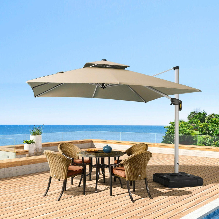 PURPLE LEAF Sombrilla Cuadrada Clásica con Doble Techo y Rotación de 360° para Patio