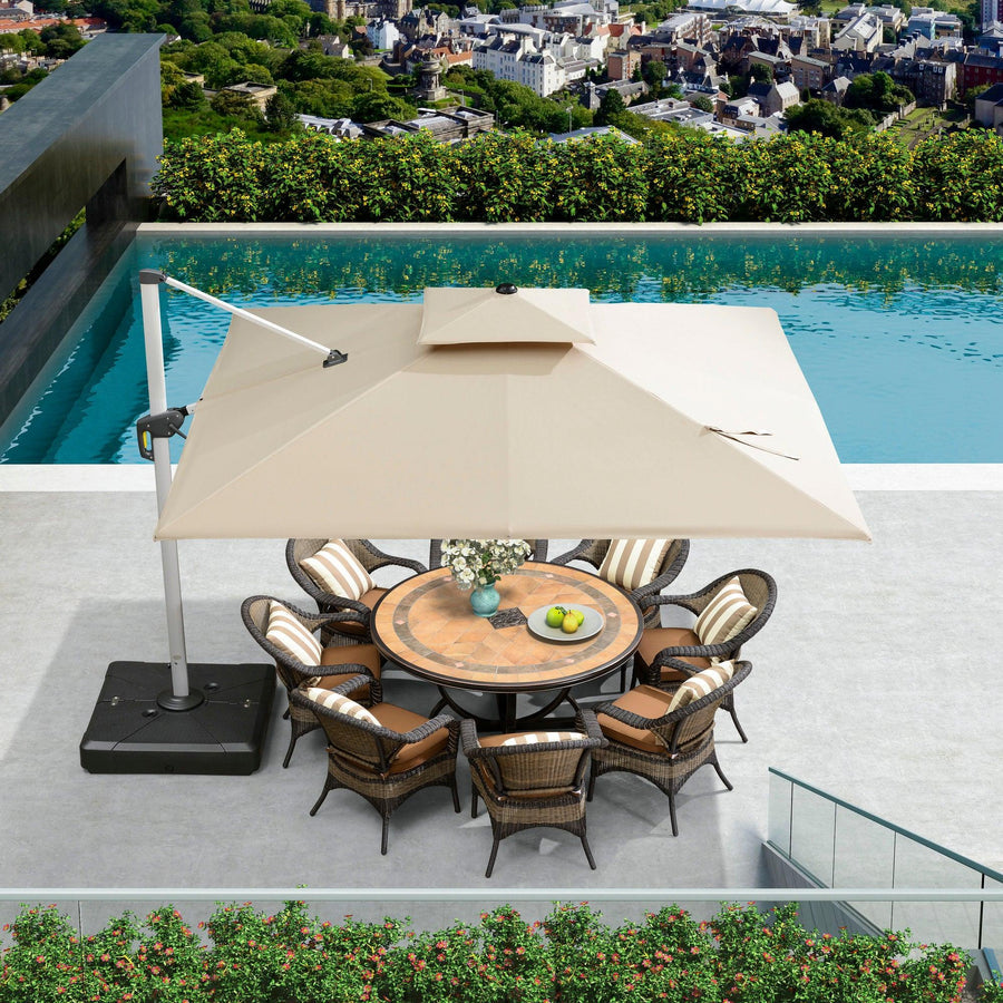 PURPLE LEAF Sombrilla Cuadrada Clásica con Doble Techo y Rotación de 360° para Patio