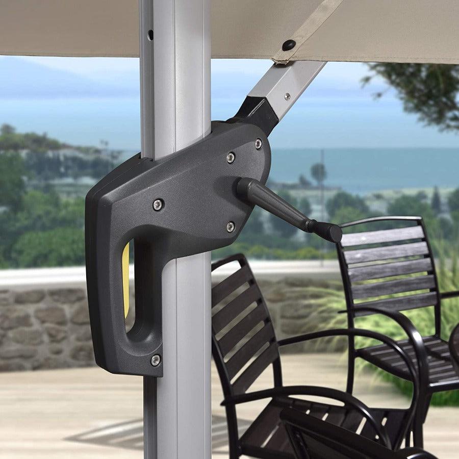 PURPLE LEAF Sombrilla cuadrada de doble cubierta con luces LED solares, ideal para jardín y terraza