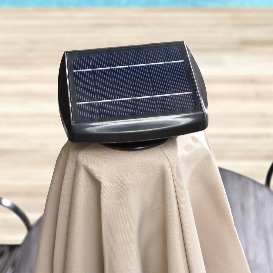 PURPLE LEAF Sombrilla cuadrada de doble cubierta con luces LED solares, ideal para jardín y terraza