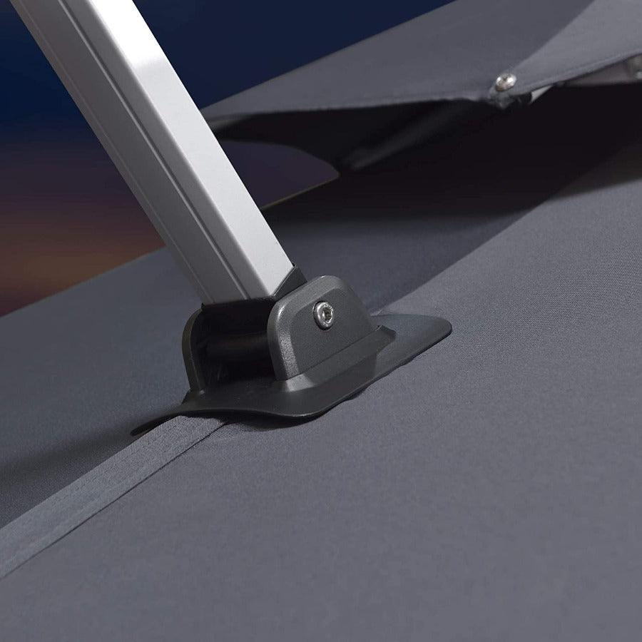 PURPLE LEAF Sombrilla cuadrada de doble cubierta con luces LED solares, ideal para jardín y terraza