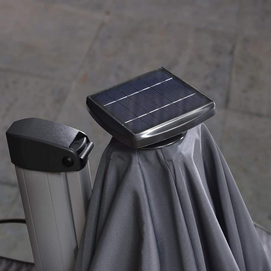 PURPLE LEAF Sombrilla cuadrada de doble cubierta con luces LED solares, ideal para jardín y terraza