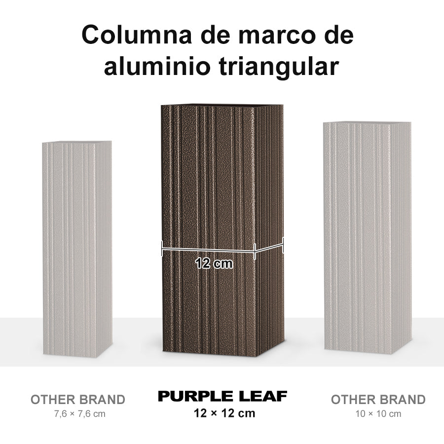 PURPLE LEAF Cenador Premium de Aluminio Bronce con Techo de Acero Galvanizado y Luz LED Neutra Integrada