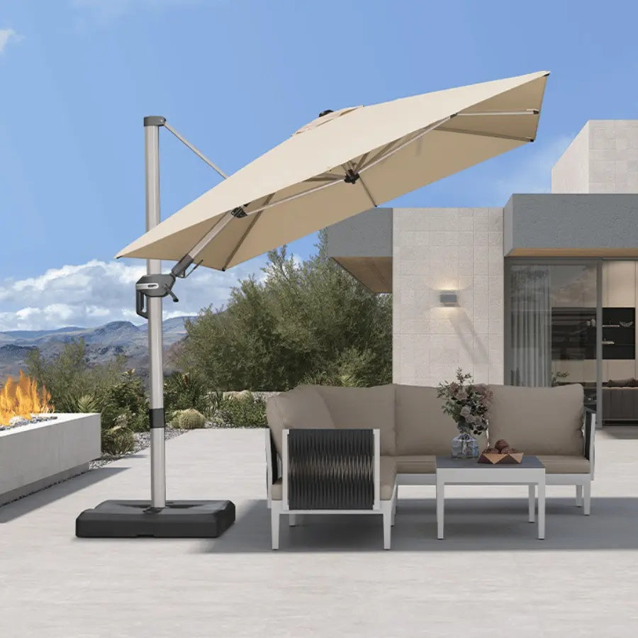 PURPLE LEAF Sombrilla Excéntrica Deluxe, Inclinable a Izquierda y Derecha, Giratoria para Terraza y Jardín